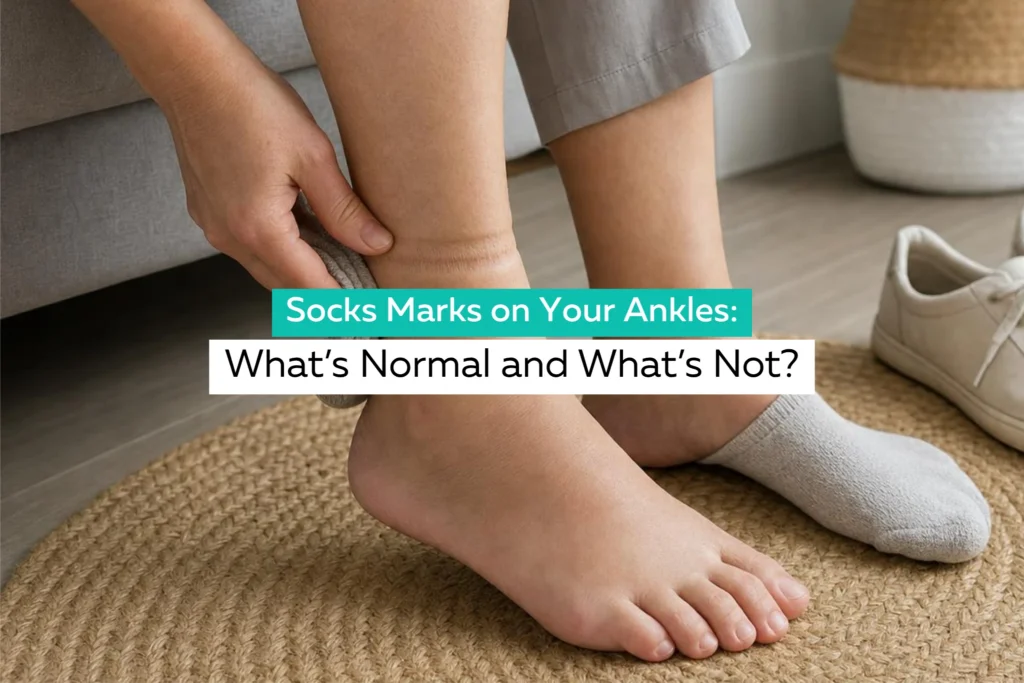 Sock indentations around the ankles after removing socks