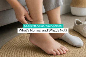 Sock indentations around the ankles after removing socks